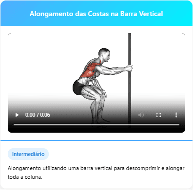 Alongamento das costas na barra vertical