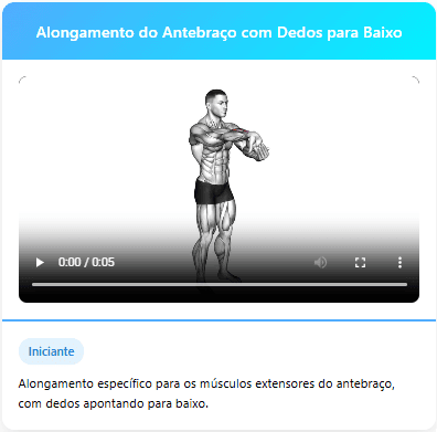 Alongamento do antebraço com dedos para baixo